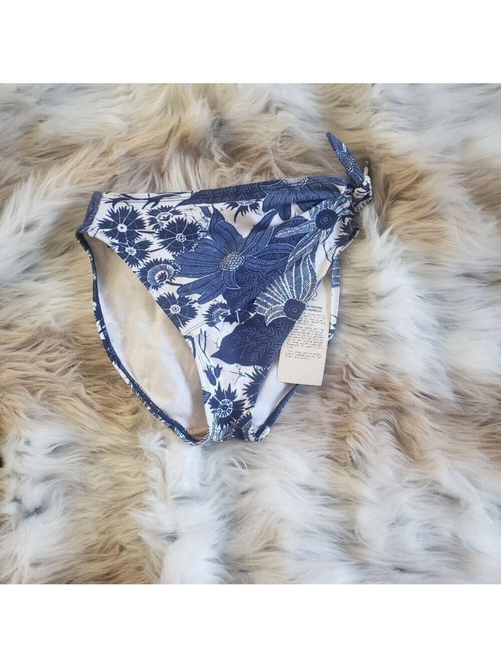 Anne Cole Collection Floral Bikini Bottom Navy White